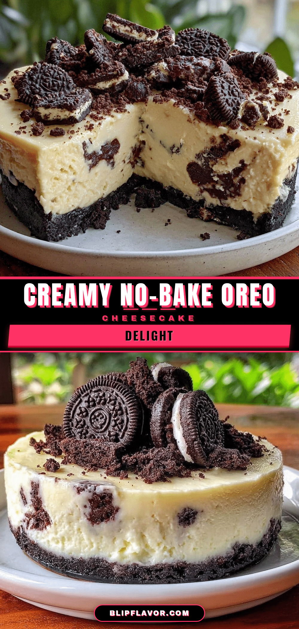 creamy no-bake cheesecake with Oreo crust recipe