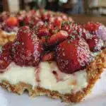 creamy strawberry cream cheese tart - featured image