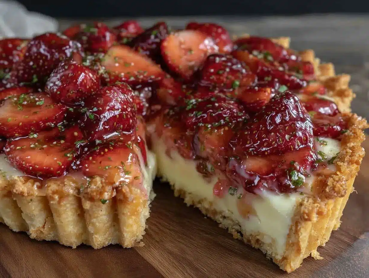 creamy strawberry cream cheese tart preparation steps