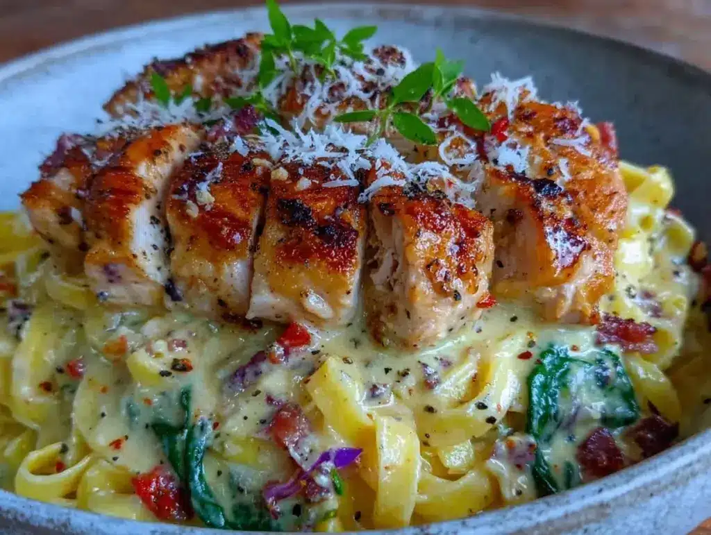 creamy tuscan chicken pasta - featured image