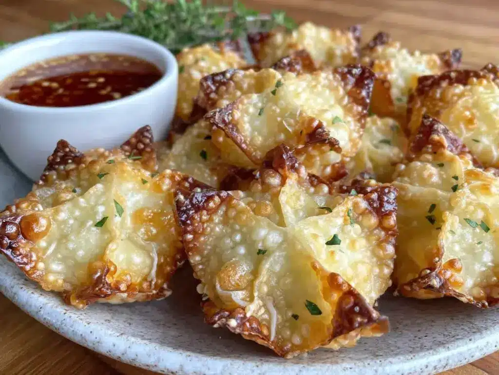 crispy baked cream cheese wontons - featured image