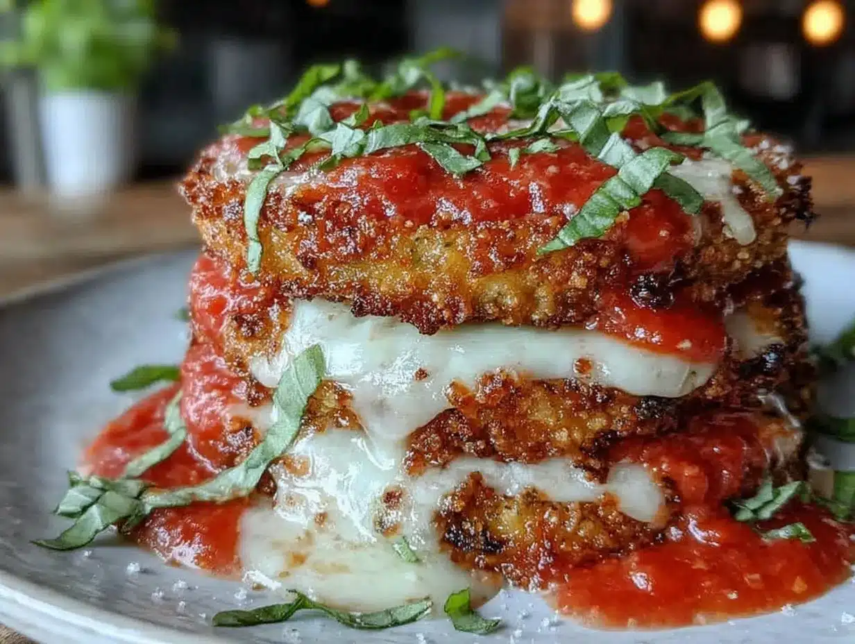 Crispy Baked Eggplant Parmesan Stacks preparation steps