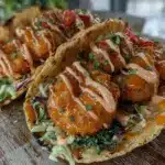 crispy bang bang shrimp tacos - featured image
