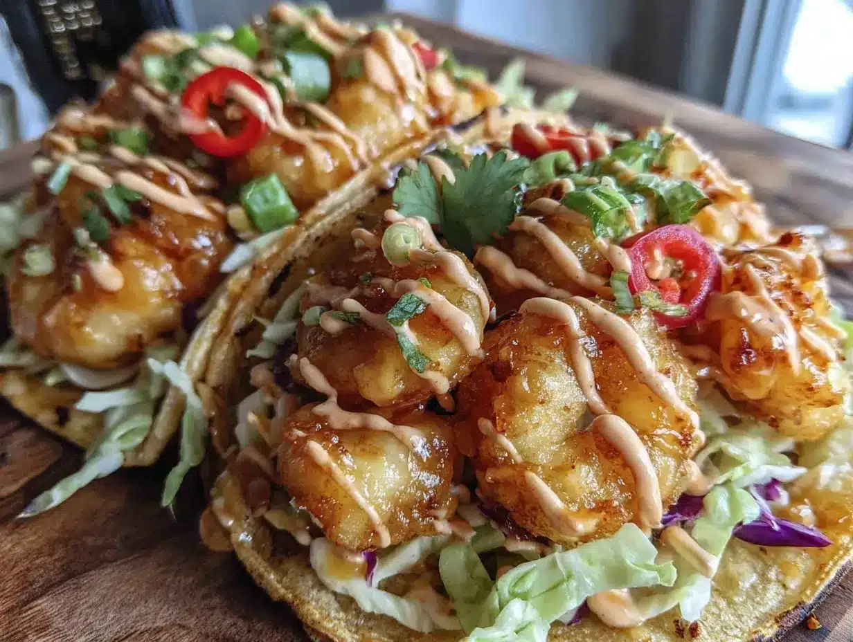 crispy bang bang shrimp tacos preparation steps