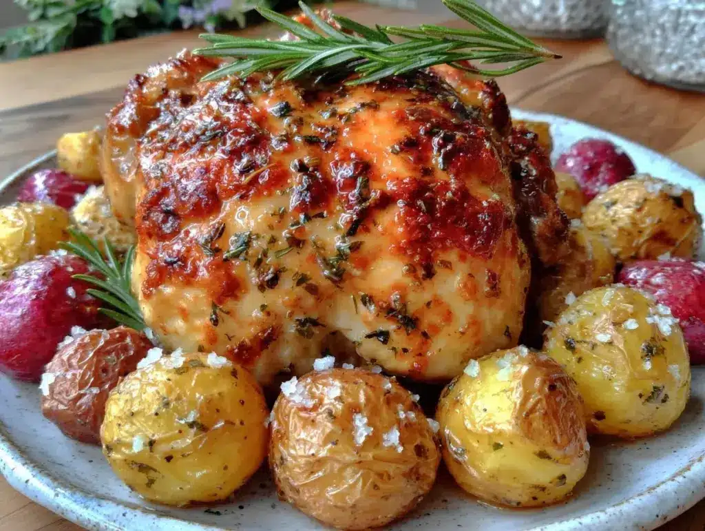crispy lemon herb roasted spring chicken - featured image