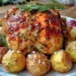 crispy lemon herb roasted spring chicken - featured image