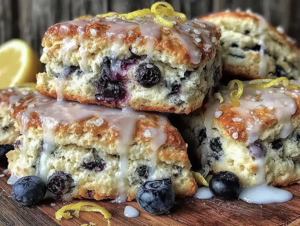 fluffy lemon blueberry scones - featured image