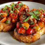 fresh bruschetta with tomatoes and basil - featured image