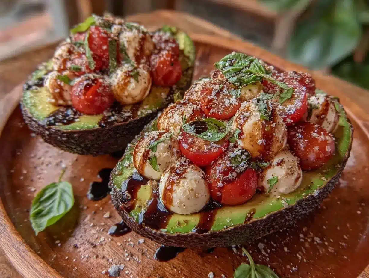 fresh caprese stuffed avocados preparation steps