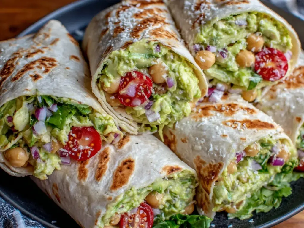 fresh chickpea avocado salad wraps - featured image