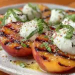 fresh grilled peach and burrata caprese salad - featured image
