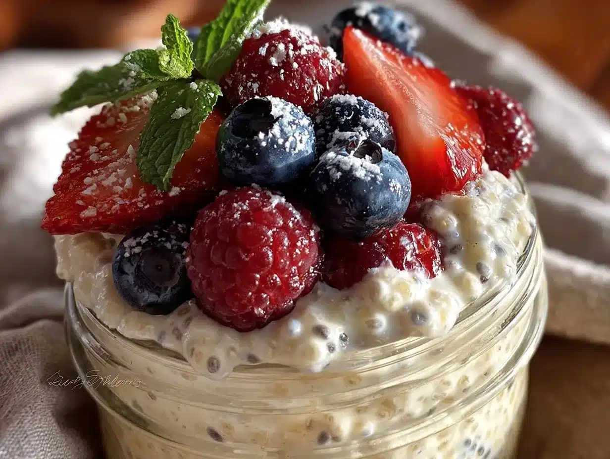 fresh overnight chia pudding with berries preparation steps