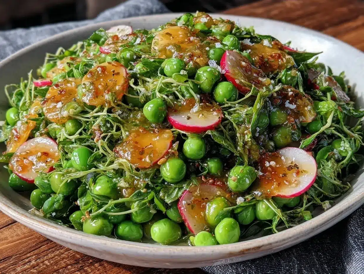 fresh spring pea and mint salad preparation steps