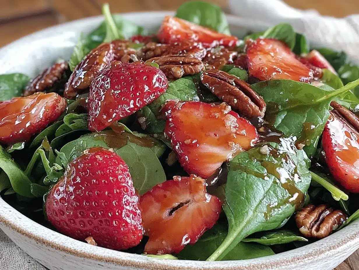 fresh strawberry spinach salad preparation steps