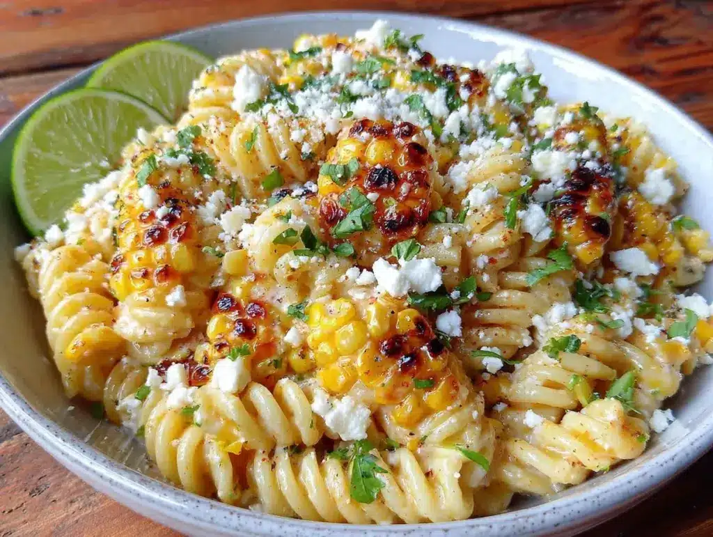fresh street corn pasta salad - featured image