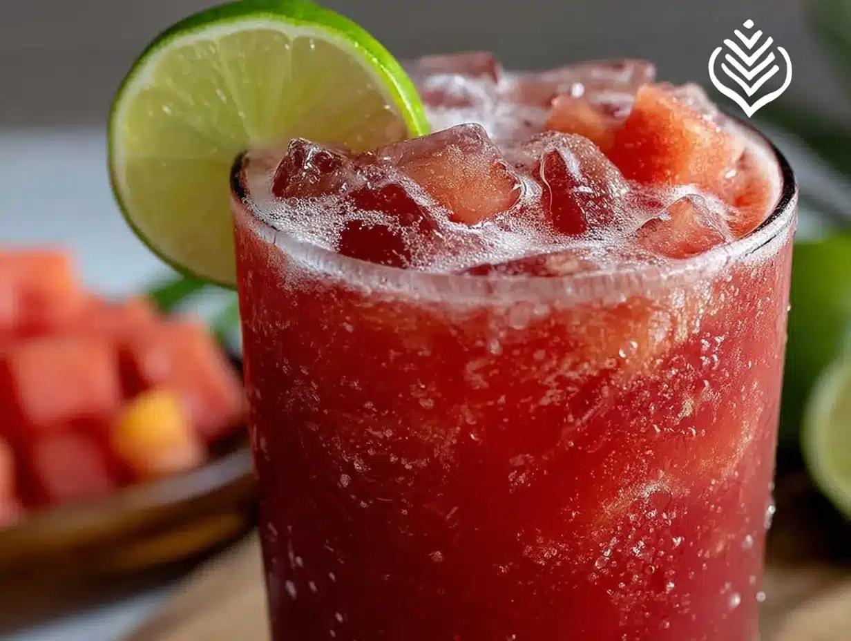 fresh watermelon agua fresca with lime preparation steps