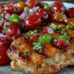 fresh zesty cherry salsa with grilled chicken - featured image