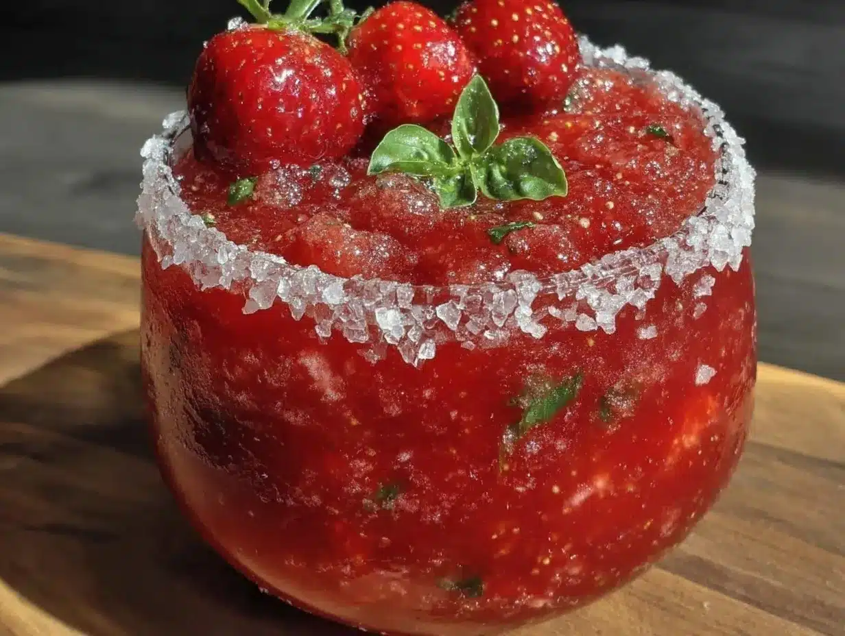 frozen strawberry basil margarita preparation steps