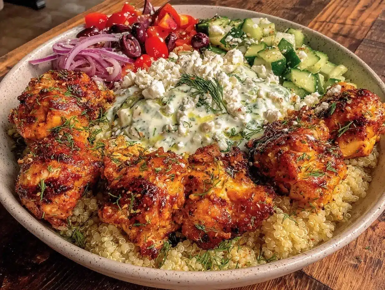 Greek chicken bowls preparation steps