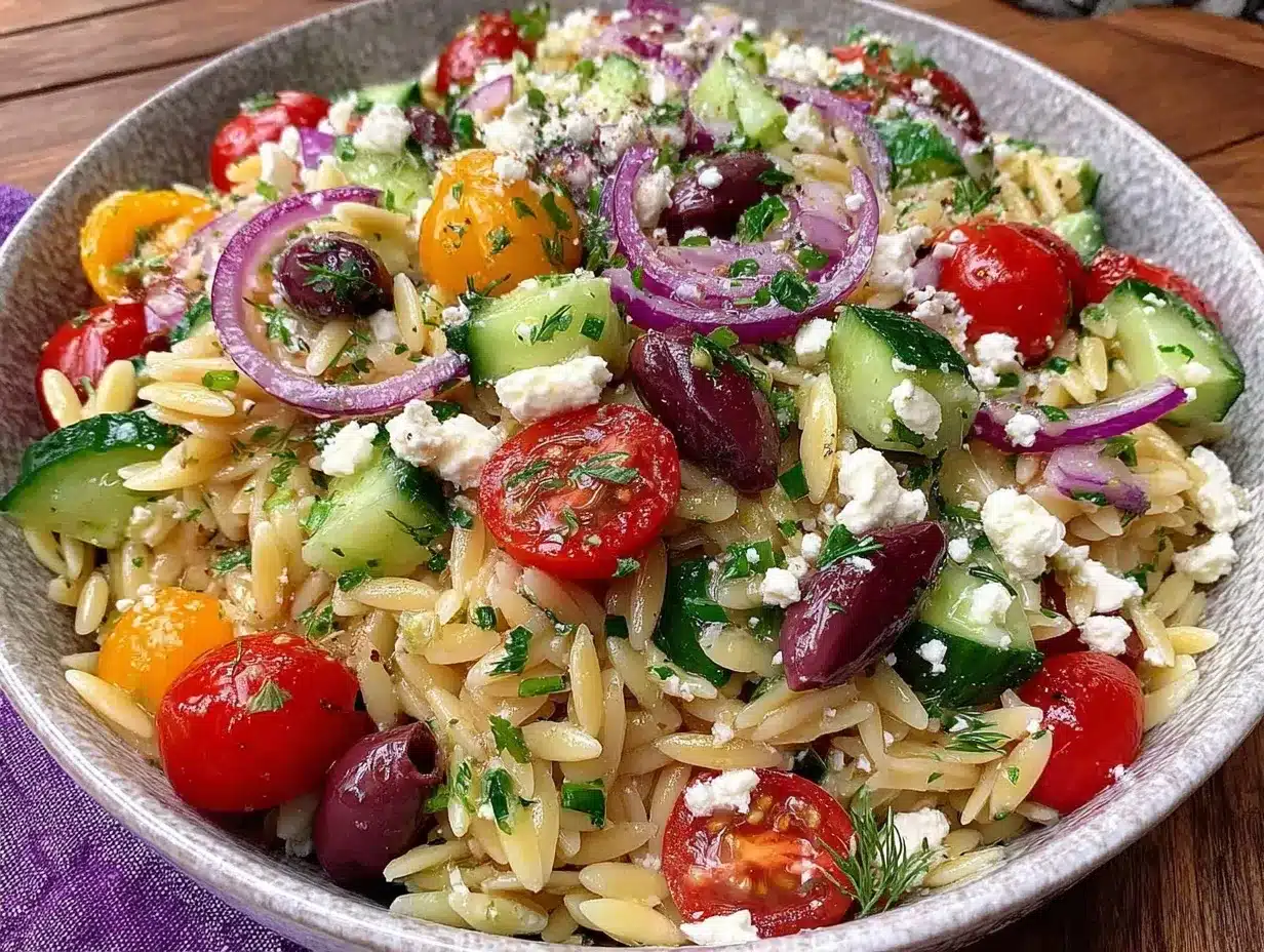 Greek Orzo Pasta Salad preparation steps