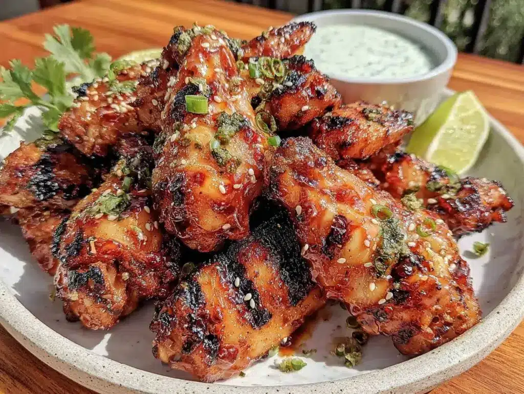 honey sriracha grilled chicken wings - featured image