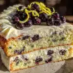 lemon blueberry layer cake - featured image