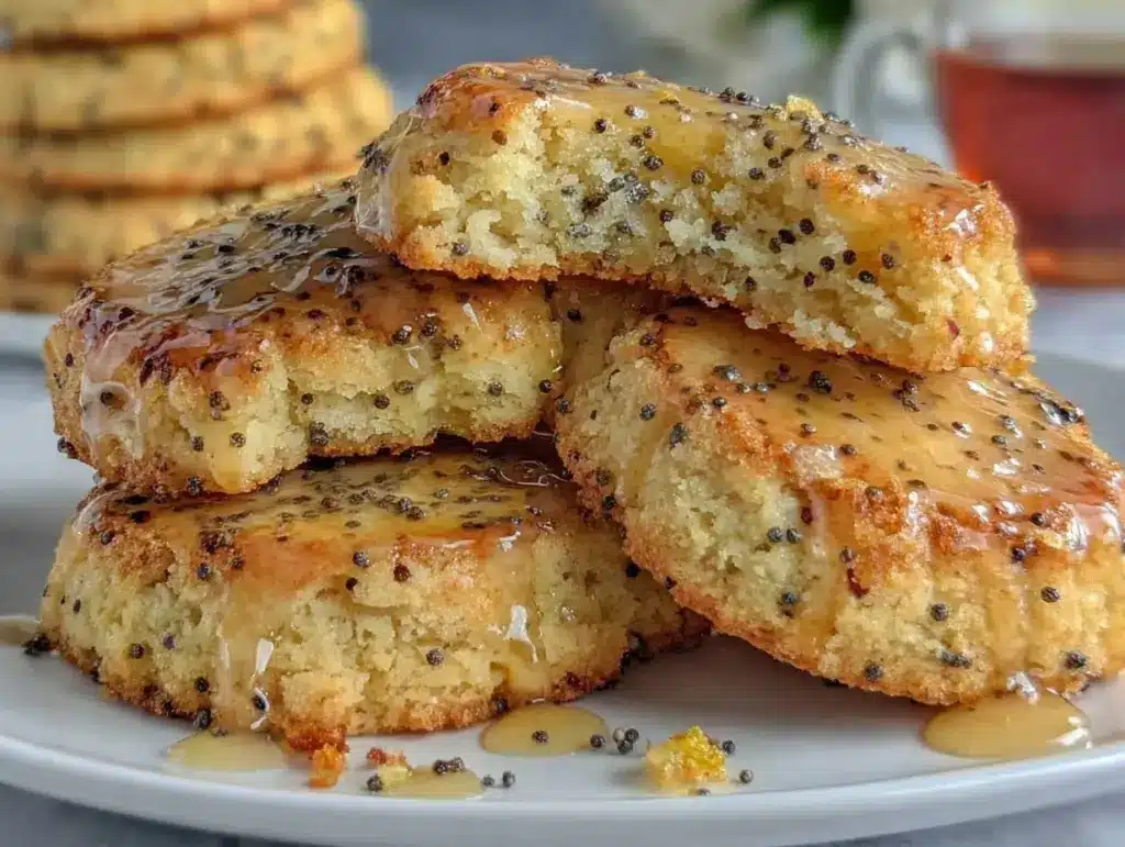 lemon poppy seed shortbread cookies - featured image