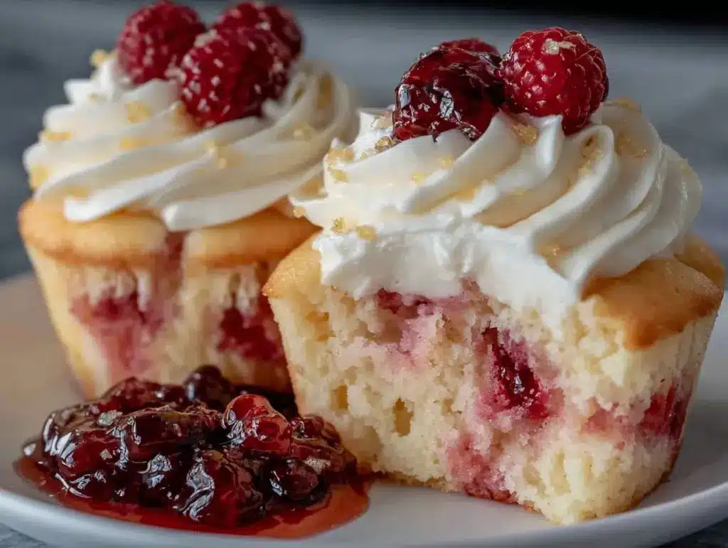 lemon raspberry swirl cupcakes - featured image