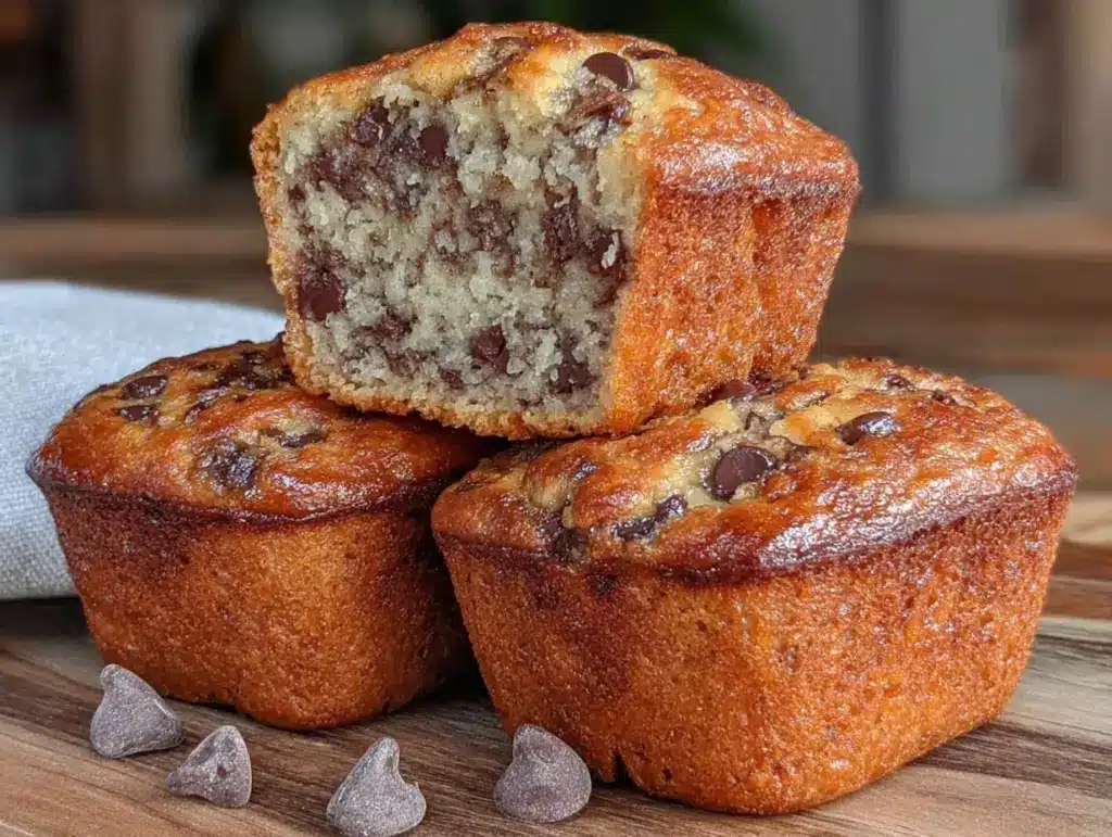 moist chocolate chip banana bread muffins - featured image