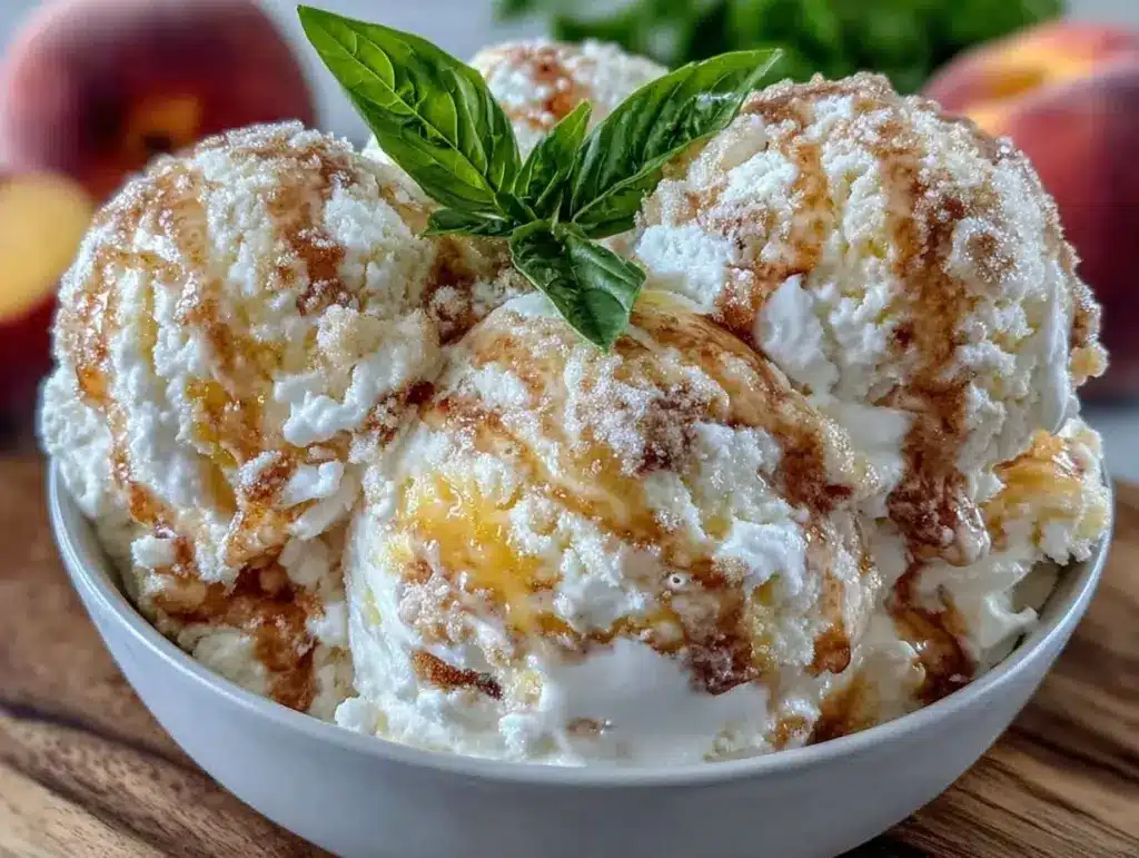 no-churn peach ice cream - featured image