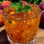peach bourbon smash cocktail - featured image