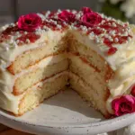 rose and champagne layer cake - featured image