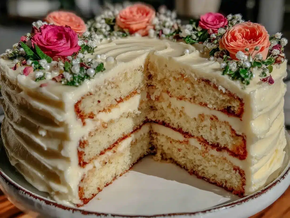 rose and champagne layer cake preparation steps