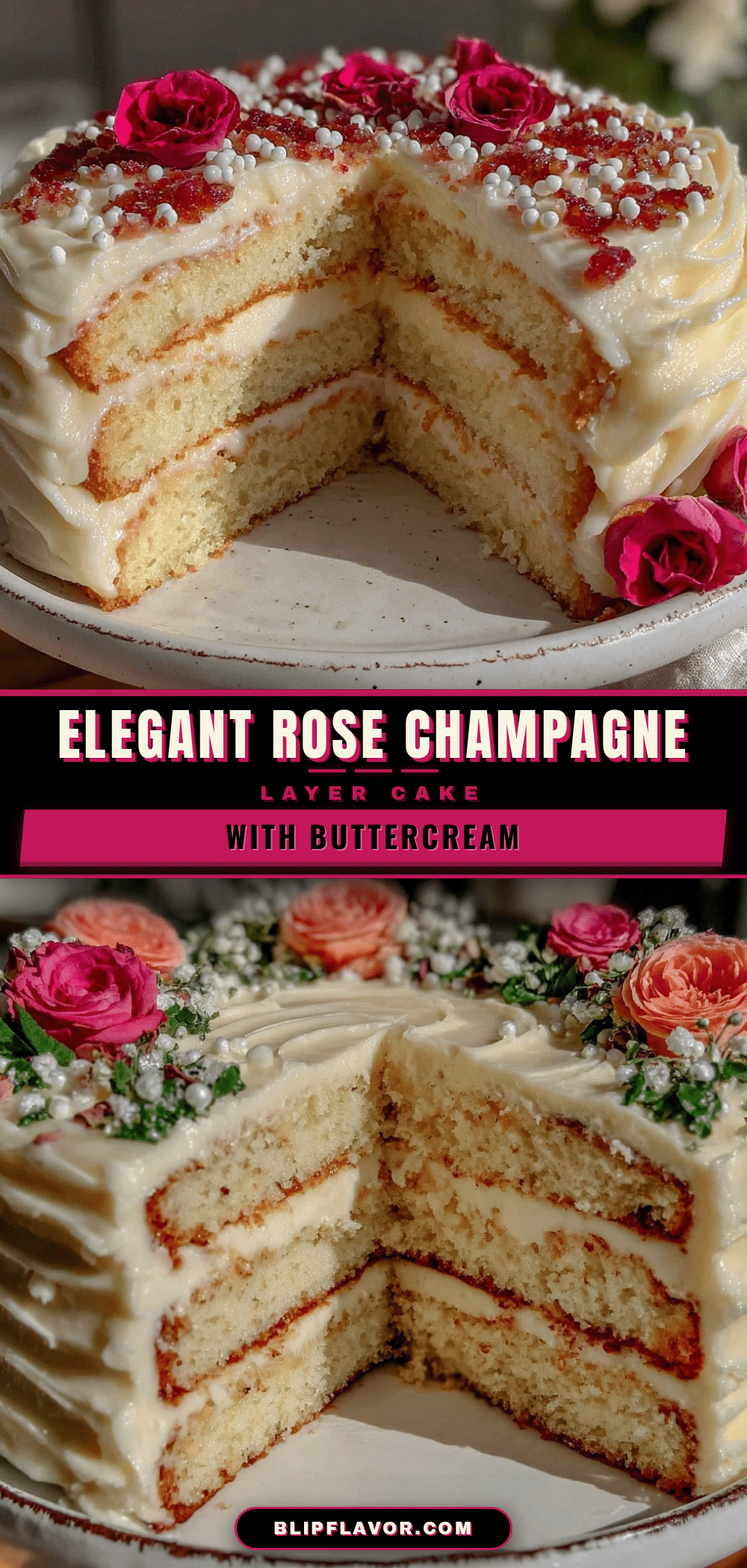 rose and champagne layer cake recipe