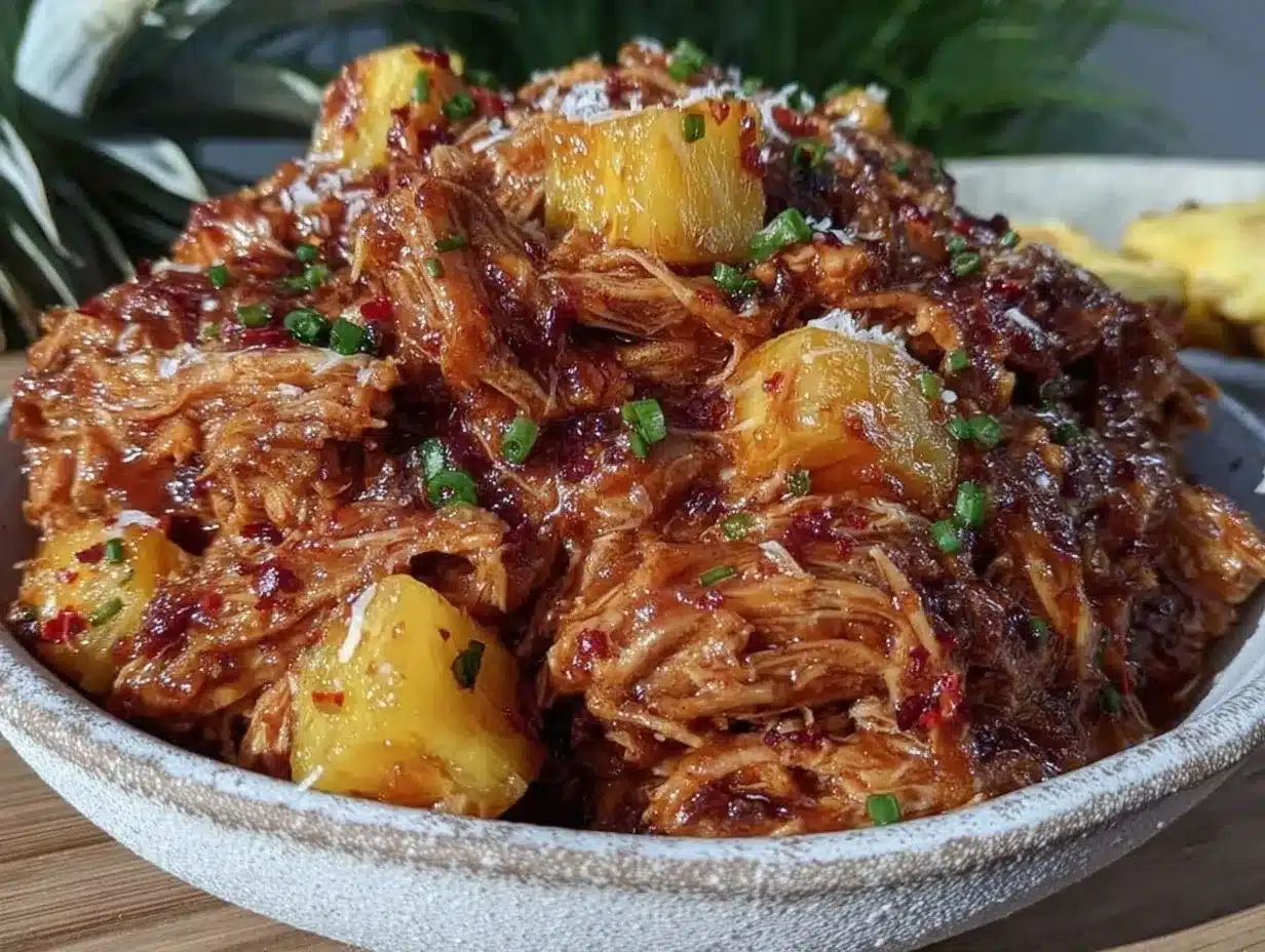 slow cooker Hawaiian pulled chicken preparation steps