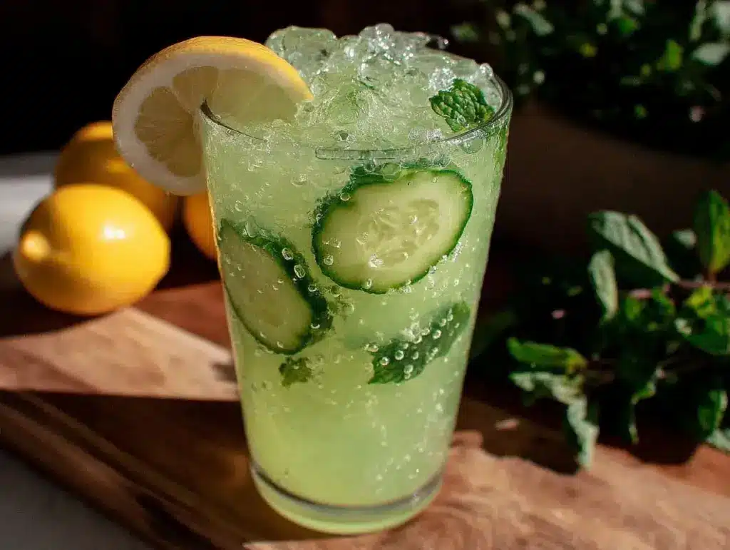 sparkling cucumber mint lemonade - featured image