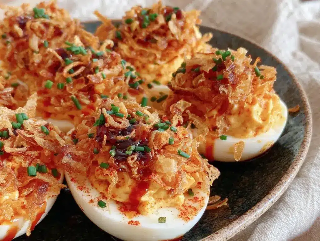 sriracha honey deviled eggs - featured image