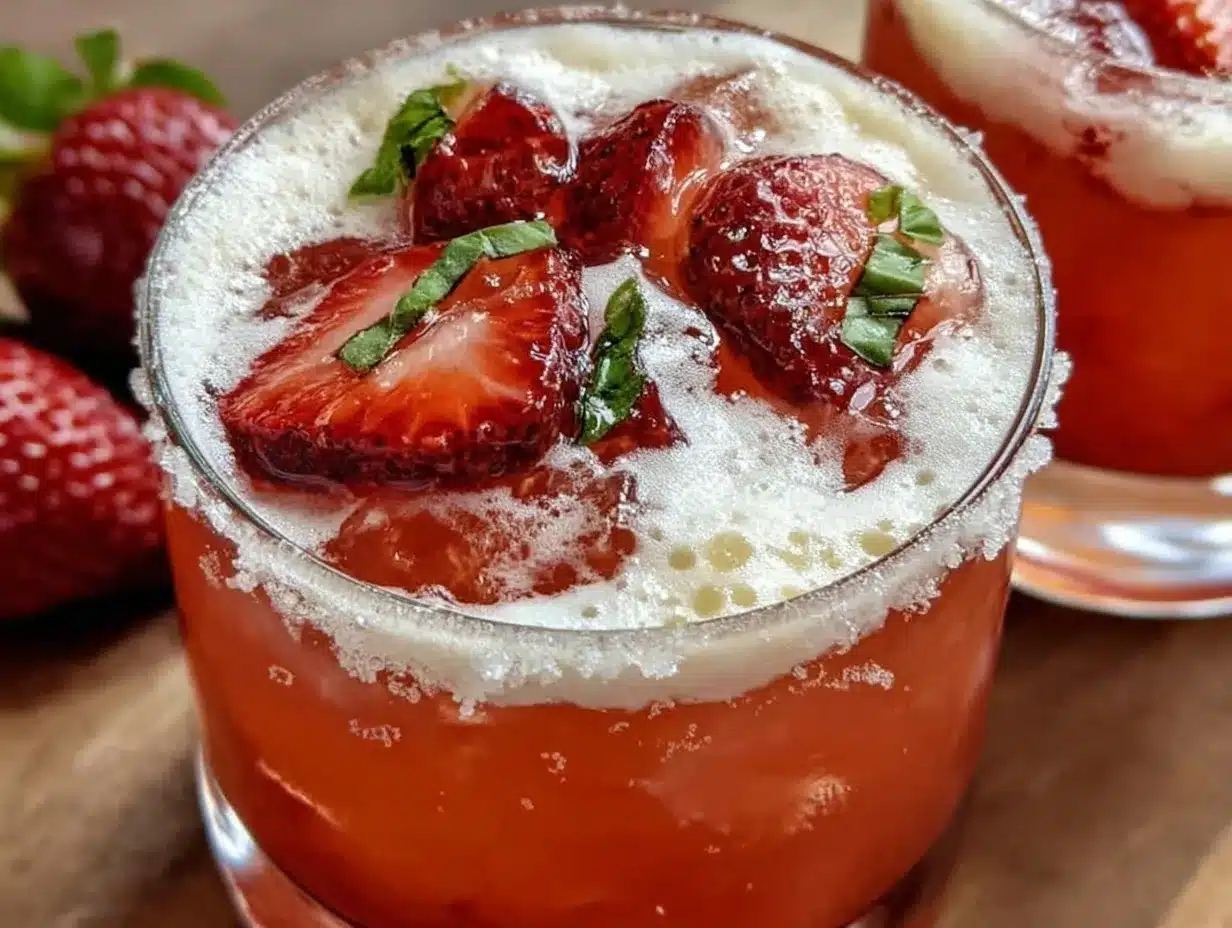 strawberry basil whiskey sour preparation steps
