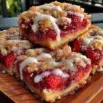 strawberry rhubarb crumble bars - featured image