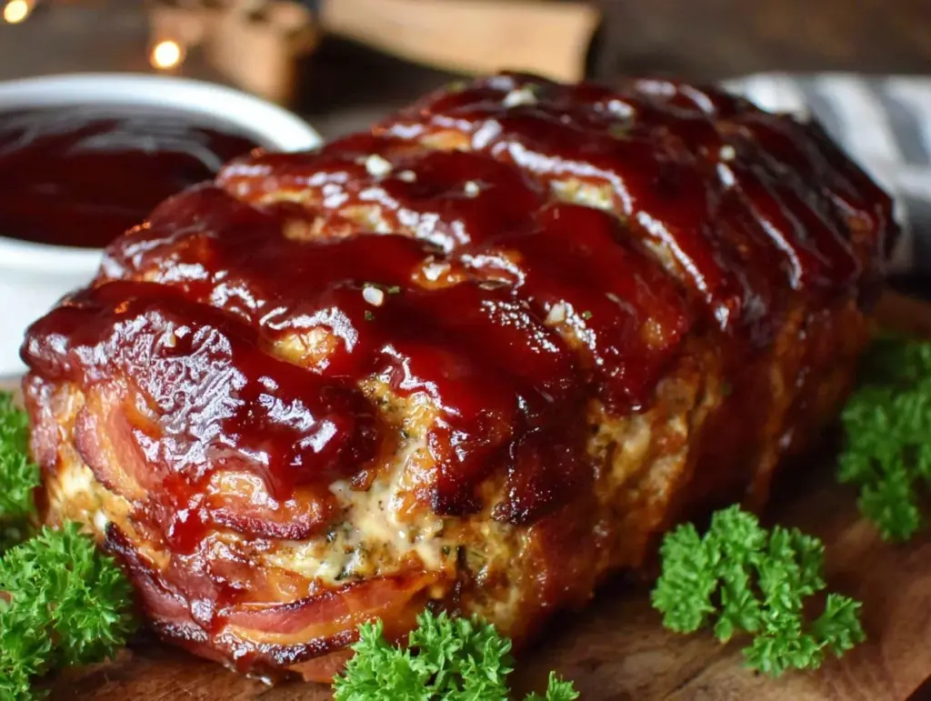 bacon-wrapped BBQ meatloaf - featured image