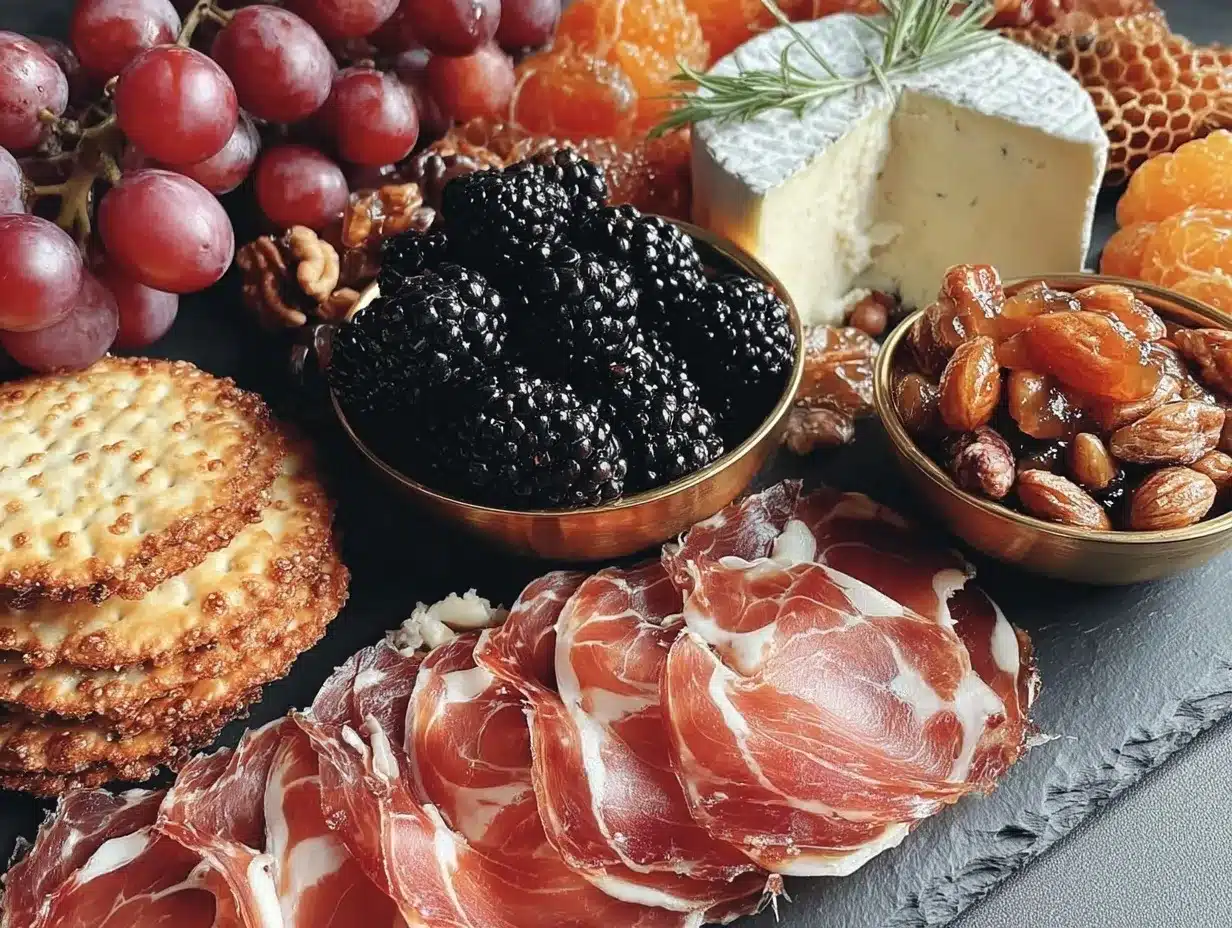 black and gold charcuterie board preparation steps