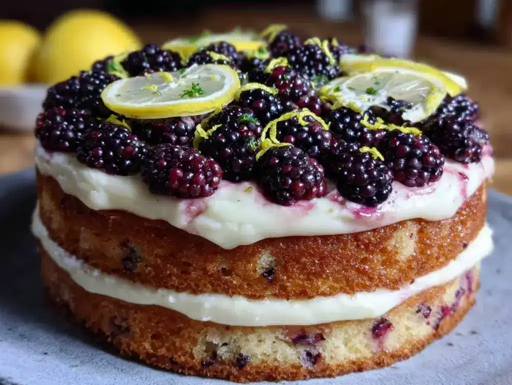 blackberry lemon layer cake - featured image