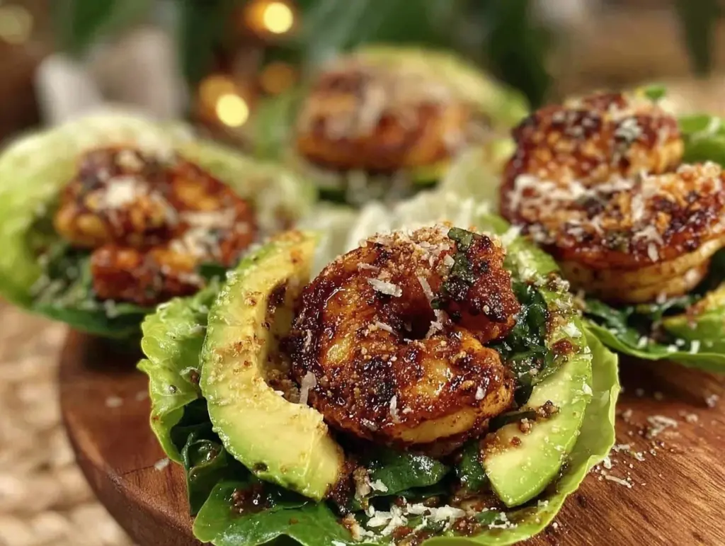 blackened shrimp caesar lettuce wraps - featured image
