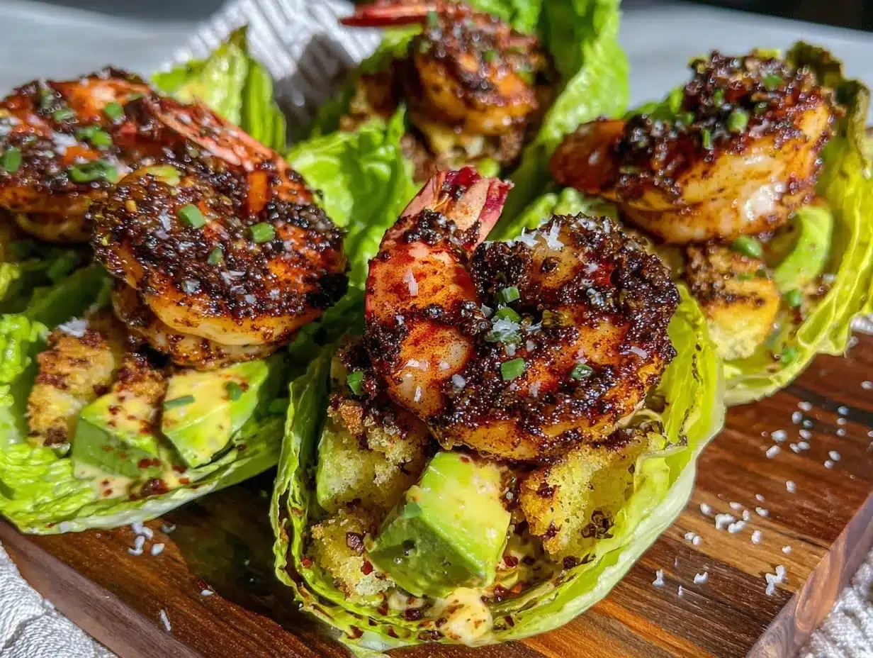 blackened shrimp caesar lettuce wraps preparation steps