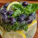 blueberry basil lemonade mocktail - featured image