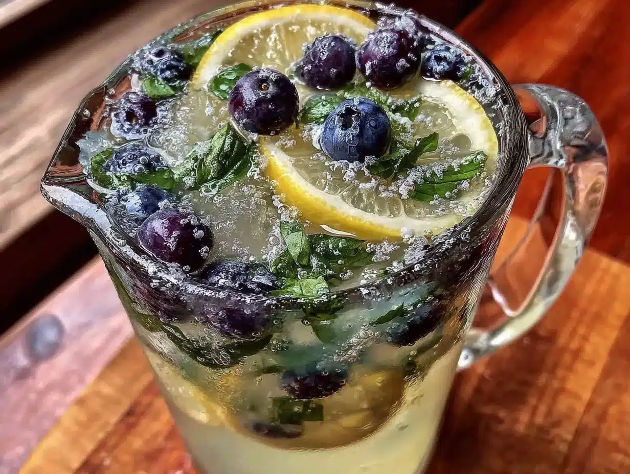 blueberry basil lemonade mocktail preparation steps