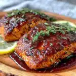 brown sugar bourbon glazed salmon fillets - featured image