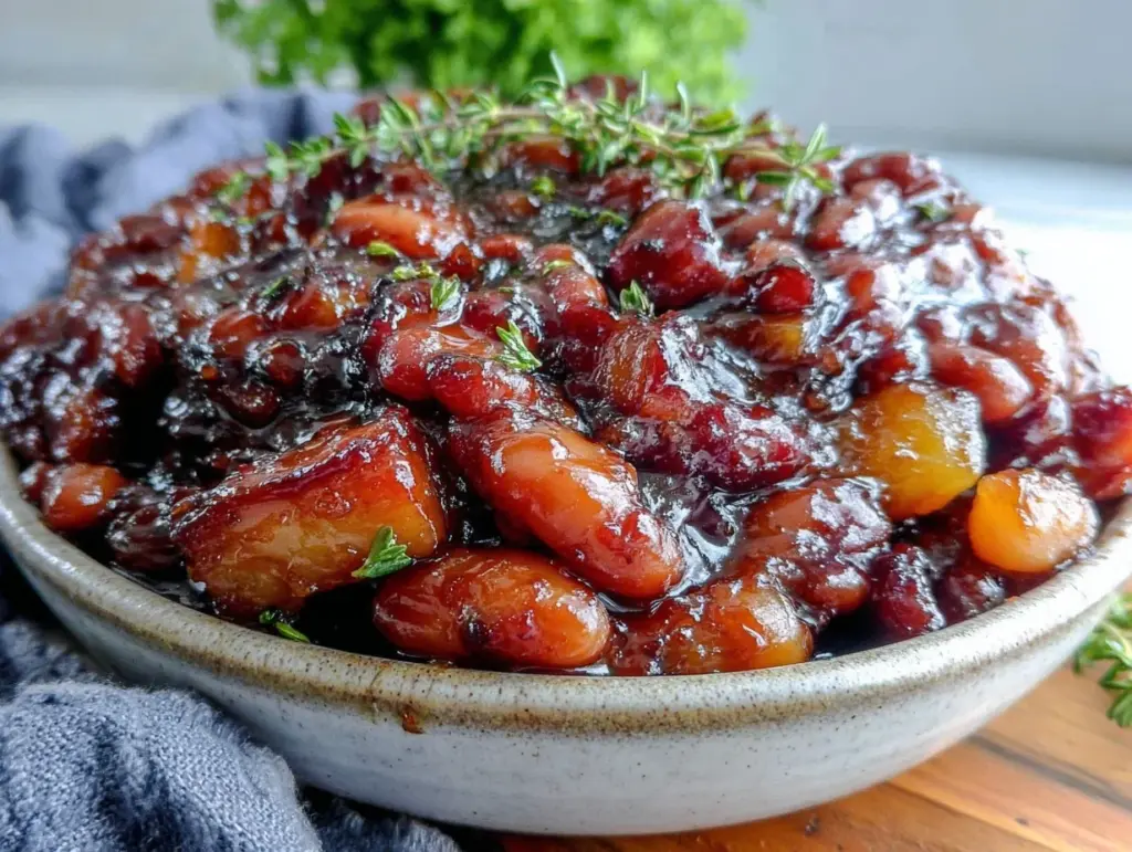 brown sugar pineapple baked beans - featured image