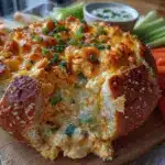 buffalo chicken dip stuffed bread bowl - featured image