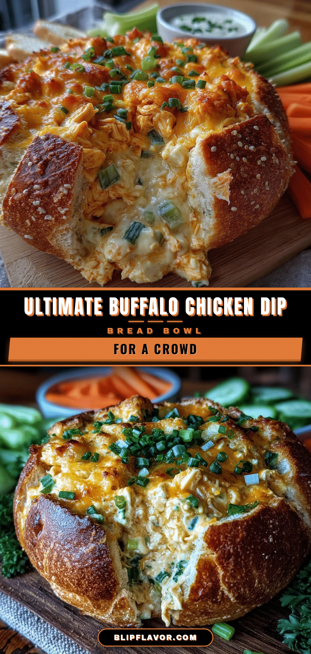 buffalo chicken dip stuffed bread bowl recipe